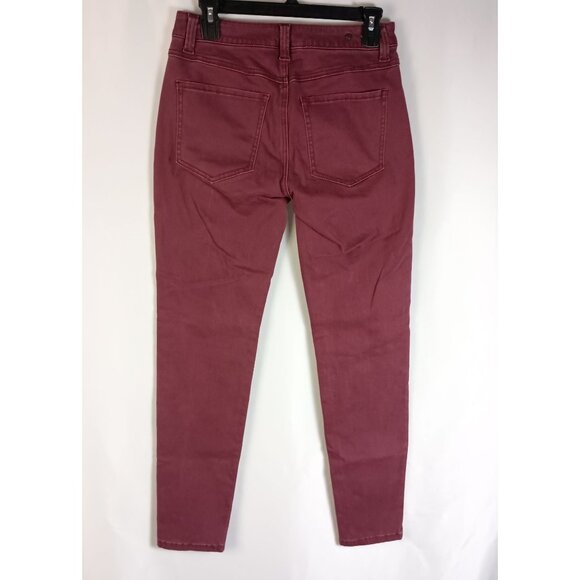 CAbi Skinny Ankle Jeans Bordeaux Burgundy Size 6 Stretch Denim Great Cond - Picture 5 of 6